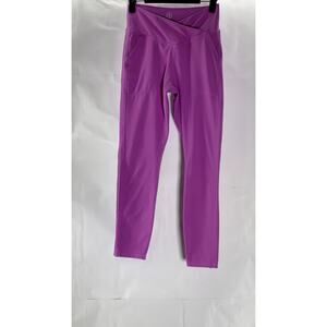 MOVE THEOLOGY Women's Orchid Purple Asymmetrical High-Rise Ribbed Leggings SZ S